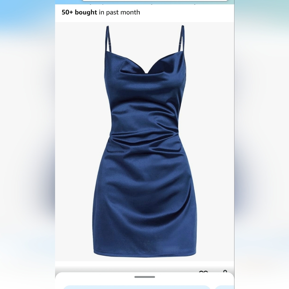 Elegant Navy Blue Satin Dress